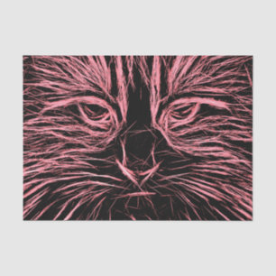 Papier Mousseline Tabby Cat Art Design Découpage noir rose