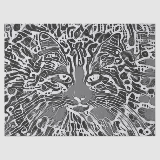 Papier Mousseline Tabby Cat De Mosaïques Tribales Autochtones Art No (Recto)