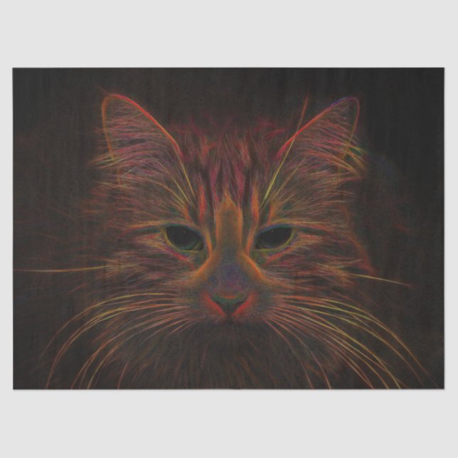 Papier Mousseline Tabby Cat Design Orange Copper Black Photo Art (Recto)