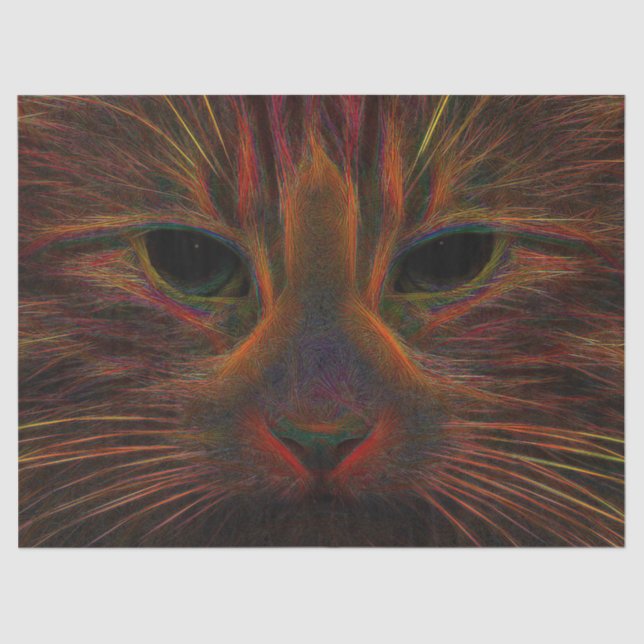 Papier Mousseline Tabby Cat Design Orange Cuivre noir Clôture noire (Recto)