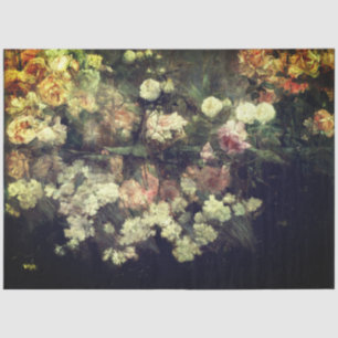 Papier Mousseline Tableau de jardin rose par découpage