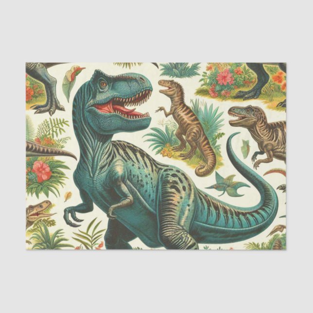 Papier Mousseline Tableau Dinosaure vintage (Recto)