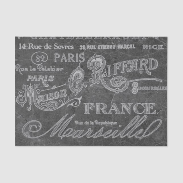 Papier Mousseline Tableau noir Vintage Paris (Recto)