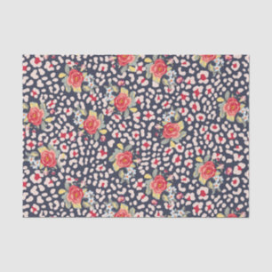 Papier Mousseline Taches de léopard et roses vintage impression d'an
