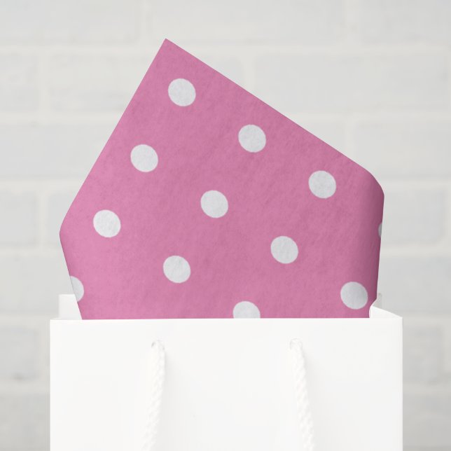 Papier Mousseline Taches rose et blanc (Sac cadeau)