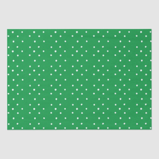 Papier Mousseline Taches vertes et blanches à pois  (Recto)