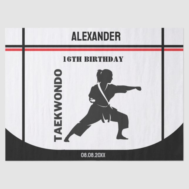 Papier Mousseline Taekwondo Player, Birthday Gift, Team Karate  (Recto)