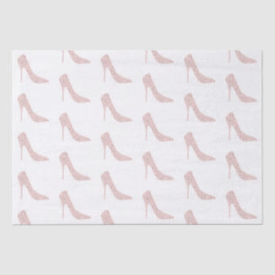 Papier Mousseline Talons Hauts Diamant Rose Argent Mariage