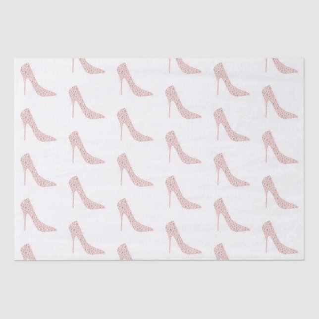 Papier Mousseline Talons Hauts Mariage Rose Diamant Rose Argenté (Recto)