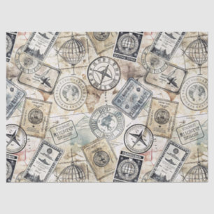 Papier Mousseline Tampon de passeport rustique motif voyage (4)