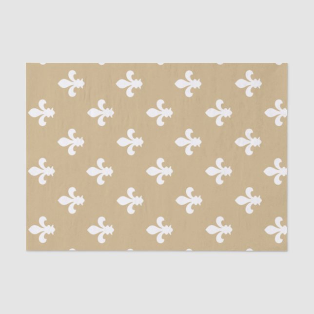 Papier Mousseline Tan Neutral Fleur de Lys (Recto)