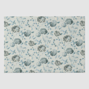 Papier Mousseline Tansy bleu Toile floral vintage moderne