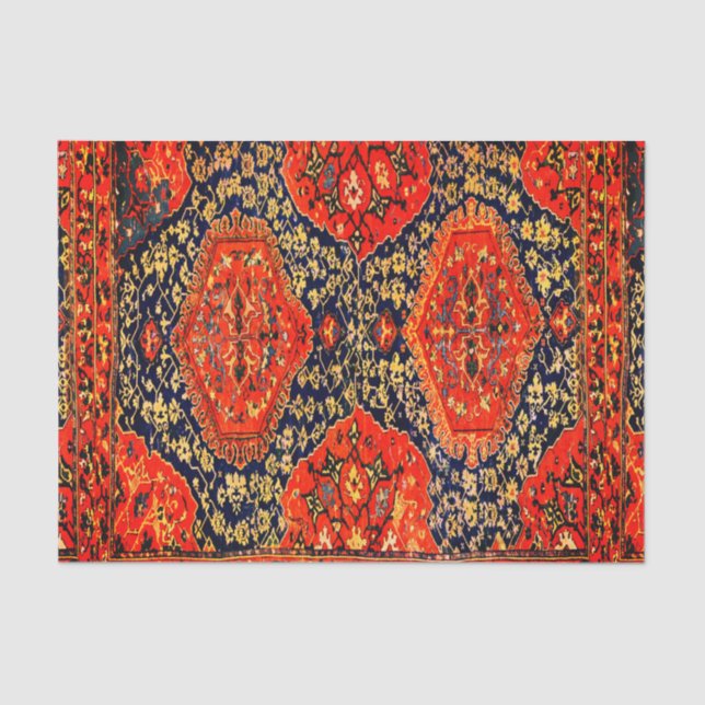 Papier Mousseline Tapis Oriental en bleu & brightorange (Recto)