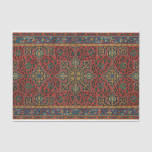 Papier Mousseline Tapis persan rouge bleu classique