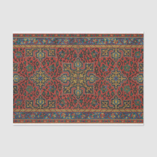 Papier Mousseline Tapis persan rouge bleu classique