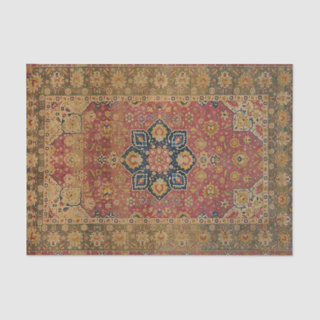 Papier Mousseline Tapis rouge or Kashan tapis Perse Asiatique (Recto)