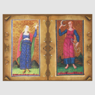 PAPIER MOUSSELINE TAROTS DE RENAISSANCE ANTIQUE /L'ÉTOILE ET LA LUNE