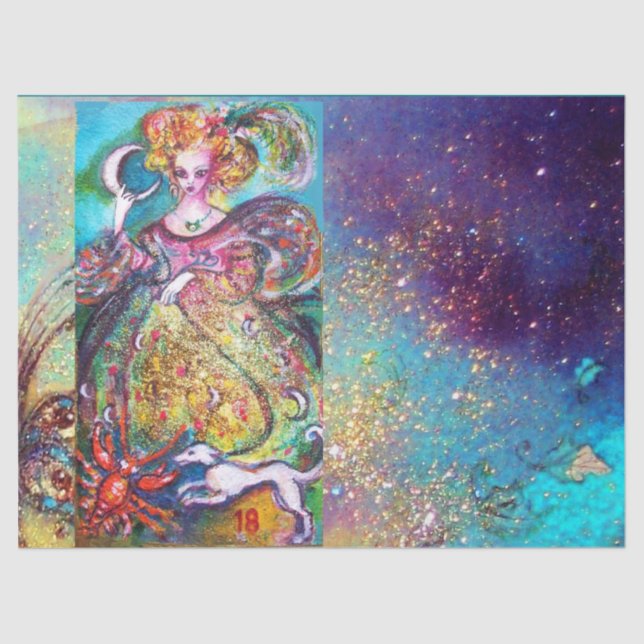 PAPIER MOUSSELINE TAROTS DES OMBRES PERDUES / LA DAME DE LA LUNE (Recto)