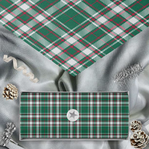 Papier Mousseline Tartan - Blanc vert et rouge