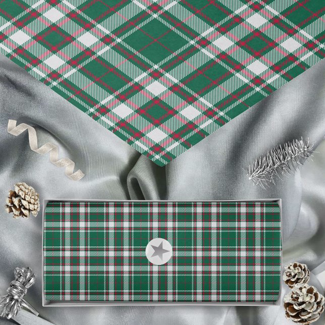 Papier Mousseline Tartan - Blanc vert et rouge (Tartan - Green White and Red - Tissue Paper by Leapfroglisics Shop)