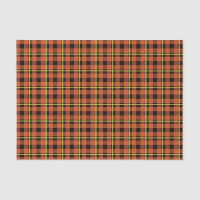Papier Mousseline Tartan citrouille orange et jaune (Recto)
