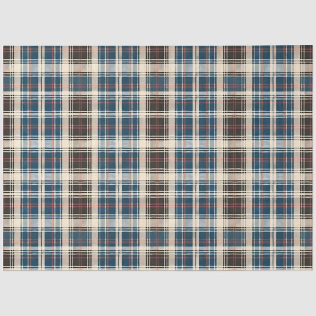 Papier Mousseline Tartan Écossais Antique  (Recto)