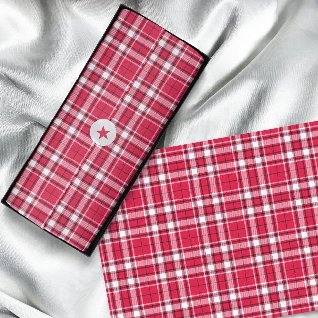 Papier Mousseline Tartan - Noir blanc rouge (Tartan - Red White Black Tissue Paper by Leapfroglisics Shop)