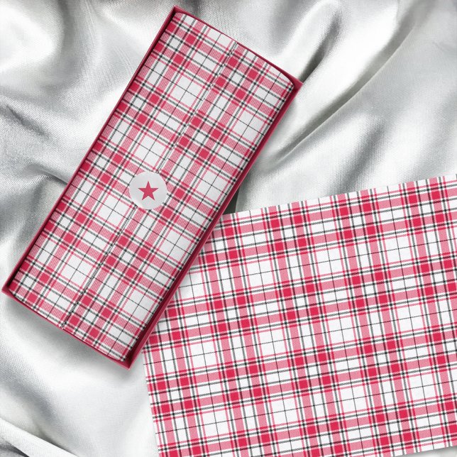 Papier Mousseline Tartan - Noir rouge blanc (Tartan - White Red Black Tissue Paper by Leapfroglisics Shop)