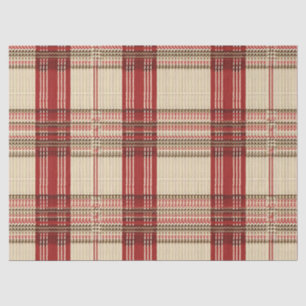 Papier Mousseline Tartan rouge classique et noir - Rustique tissé 2