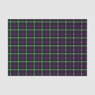 Papier Mousseline Tartan vert pourpre et néon moyen 02