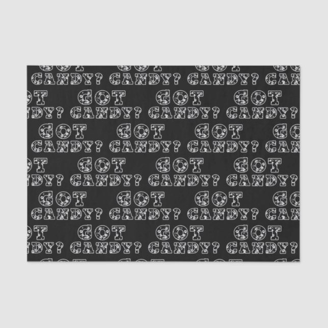 Papier Mousseline T'as des bonbons? Crânes Noir & Blanc Halloween (Recto)