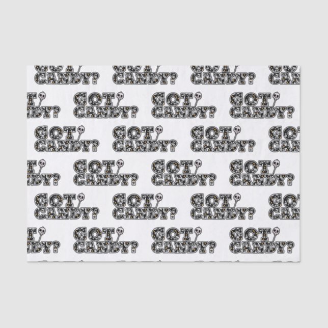 Papier Mousseline T'as des bonbons? Suçoir crânes noir et blanc Hall (Recto)