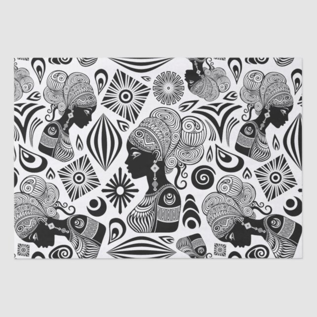 Papier Mousseline Tatouage Tribal Portrait de Fille Africaine (Recto)