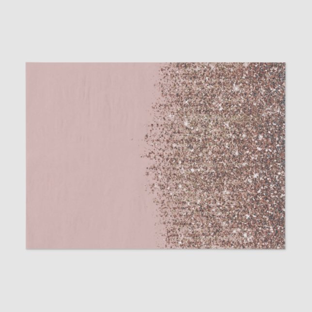 Papier Mousseline Taupe Blush Rose Bronze Or Glitter Glam (Recto)
