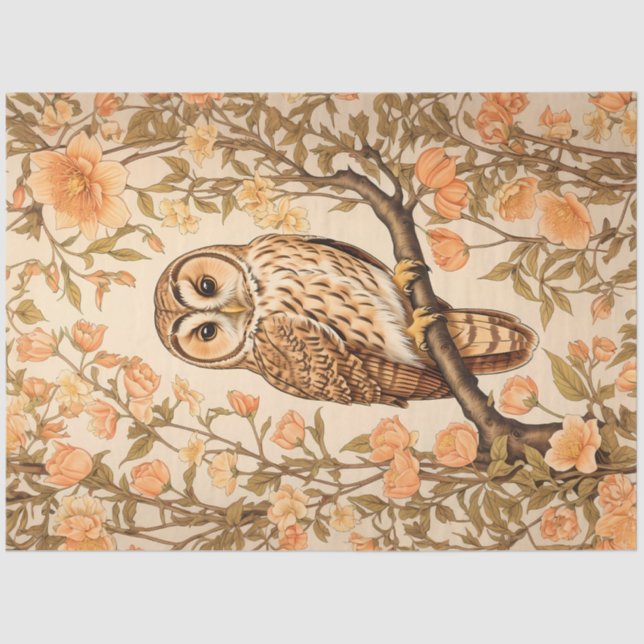 Papier Mousseline Tawny Owl Peach Blossoms William Morris Inspiré (Recto)