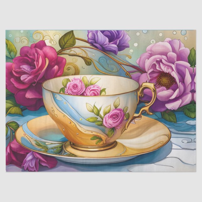 Papier Mousseline Tea Time - Tea Cup Art (Recto)