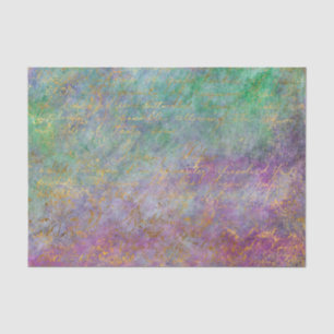 Papier Mousseline Teal et Violet Abstrait Couleurs de Paon Decoupage