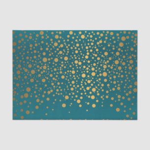 Papier Mousseline Teal foncé et confettis métalliques d'or