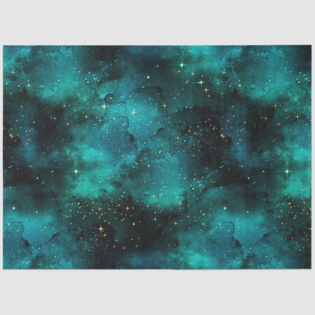 Papier Mousseline Teal galaxy Series Design 1 (Recto)