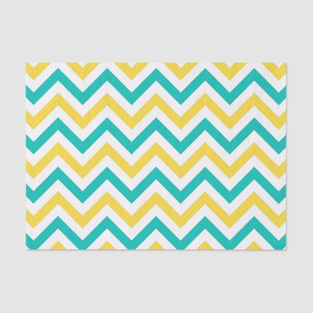 Papier Mousseline Teal, Pineapple, Wht Large Chevron Zig Zag (Recto)