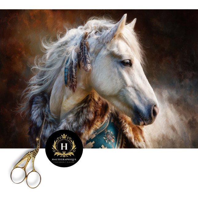 Papier Mousseline Teal White Stallion Western Furniture Decoupage (Créateur téléchargé)