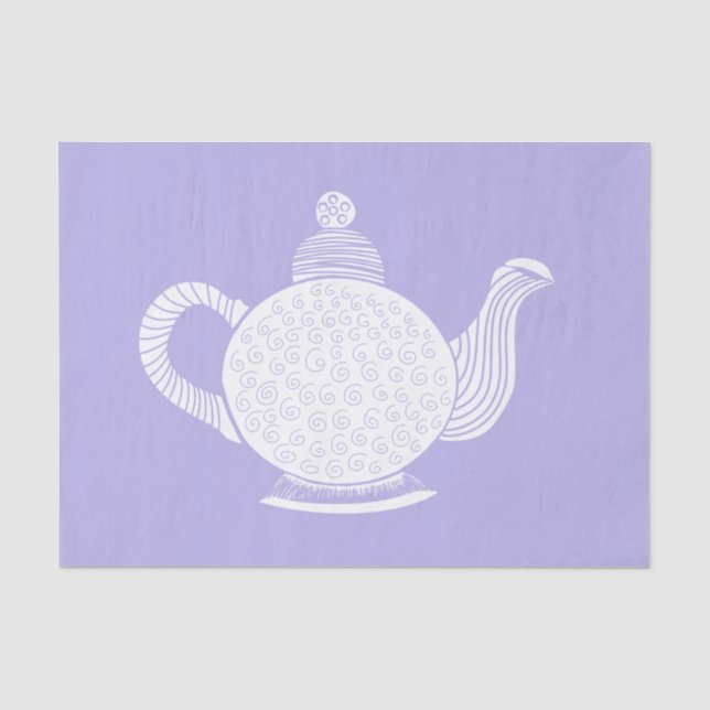 Papier Mousseline Teapot blanc sur lavande (Recto)