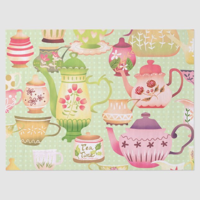 Papier Mousseline Teapots Teapots Green (Recto)