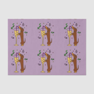 Papier Mousseline Teckel drôle buvant Champagne
