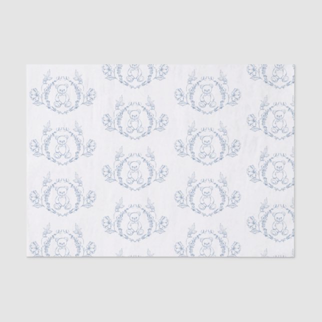 Papier Mousseline Teddy bear Elegant Chinoiserie Toile Baby shower (Recto)