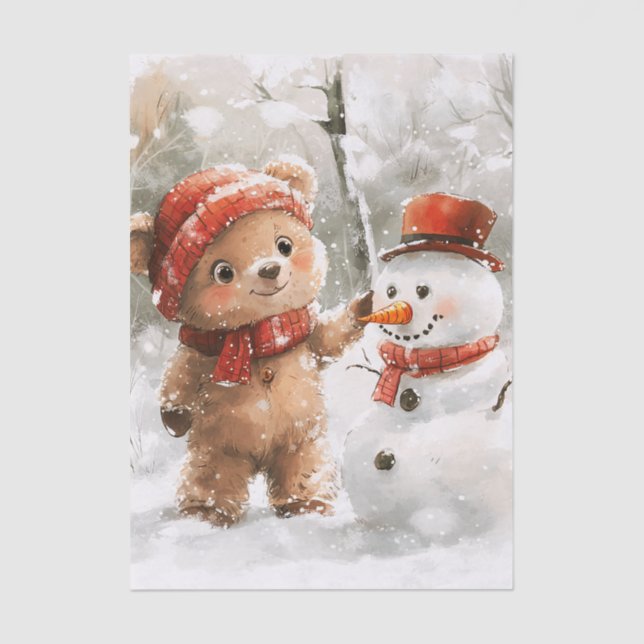 Papier Mousseline Teddy Bear et Snowman (Recto)