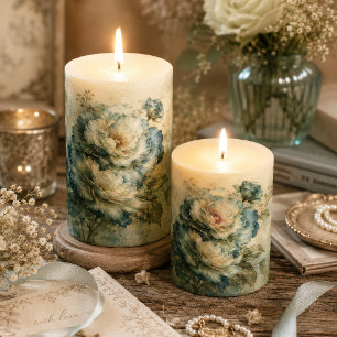 Papier Mousseline Teinte sarcelle vintage découpage de rose botaniqu