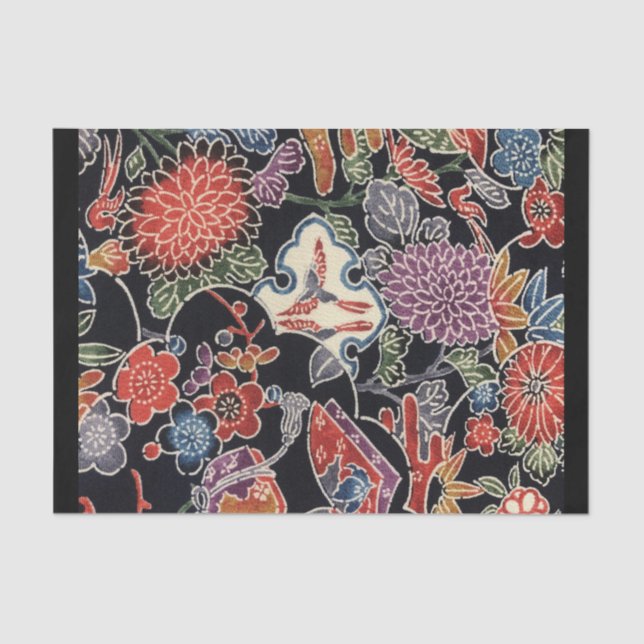 Papier Mousseline Teinture japonaise d'okinawaïen (Bingata) (Recto)