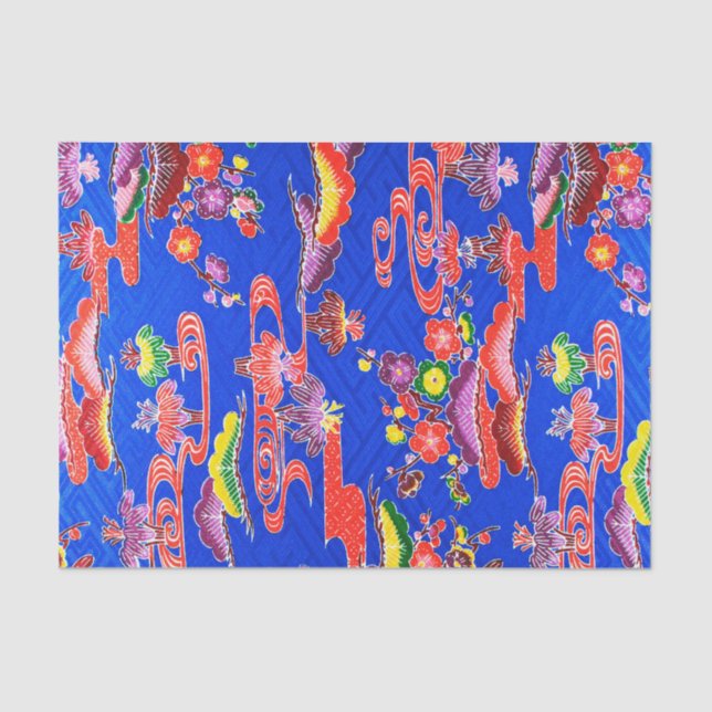 Papier Mousseline Teinture japonaise d'okinawaïen (Bingata) (Recto)