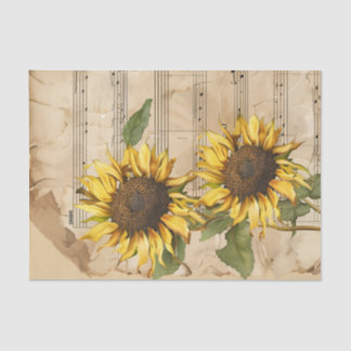Papier Mousseline Température vintage des tournesols et de la feuill